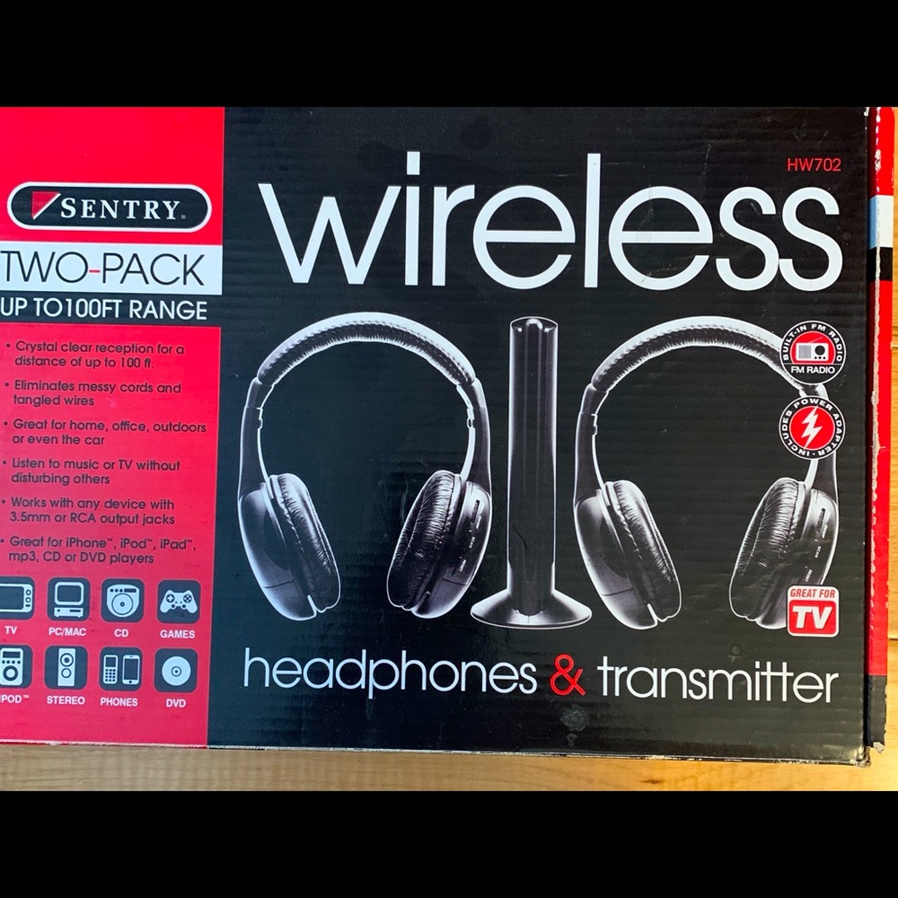 NWOT/in Box Wireless TV Headphones/Transmitter